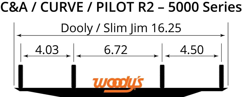 Technical drawing of Dooly carbide runner ski with dimensions for DC4-5000 series