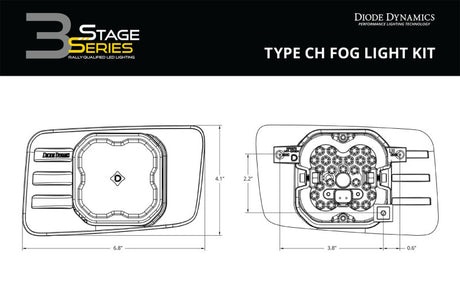 Diode Dynamics SS3 Type CH LED Fog Light Kit Pro - White SAE Fog - DD7297