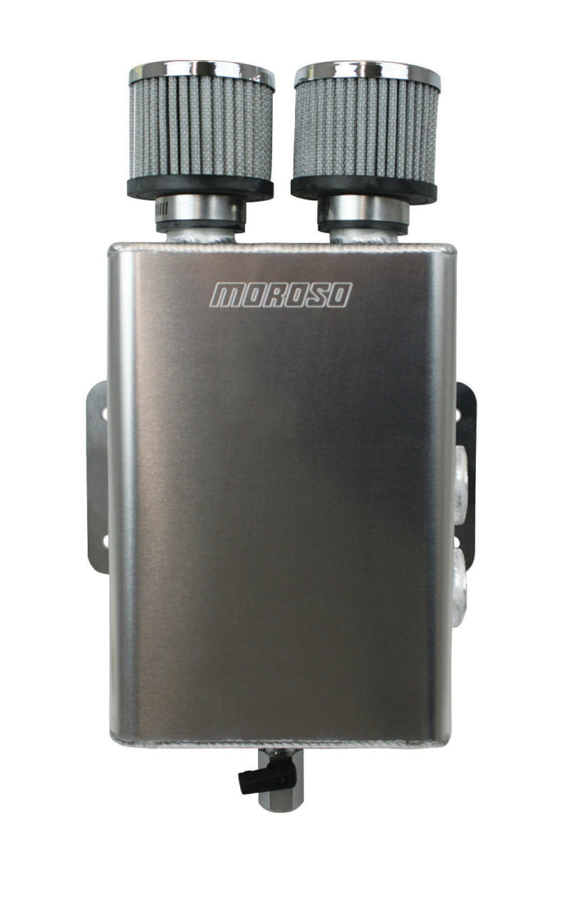 Moroso 85392 Moroso Breather Tank/Catch Can -16An Female Inlet - Right Side - Two Breathers - Aluminum - 85392