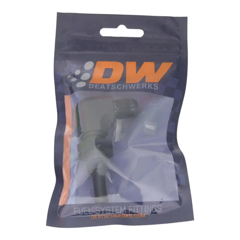 DeatschWerks 6-02-0712-B DeatschWerks 6AN Male Flare to 5/16in Male Barb Bulkhead Adapter 90-Degree - Anodized Matte Black