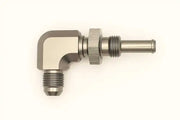 DeatschWerks DeatschWerks 6AN Male Flare To 5/16in. Male Barb Bulkhead Adapter 90-Degree (Incl. Nut)