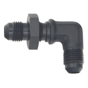 DeatschWerks 6AN Male Flare to Bulkhead Adapter 90-Degree - Anodized Matte Black - Truck & Automotive
