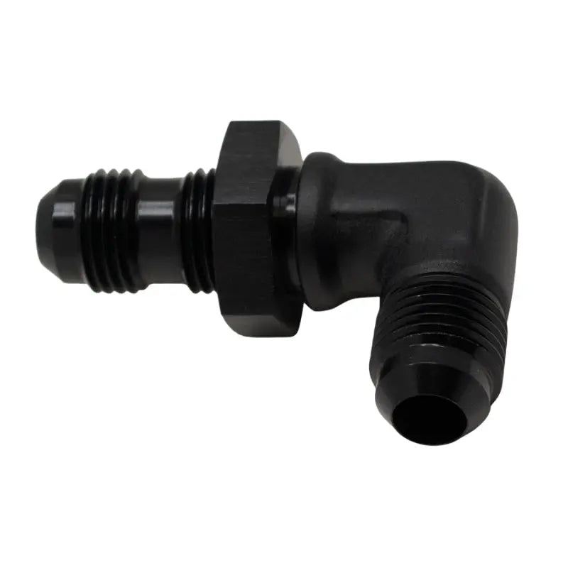DeatschWerks 6-02-0710-B DeatschWerks 6AN Male Flare to 6AN Male Flare Bulkhead Adapter 90-Degree - Anodized Matte Black