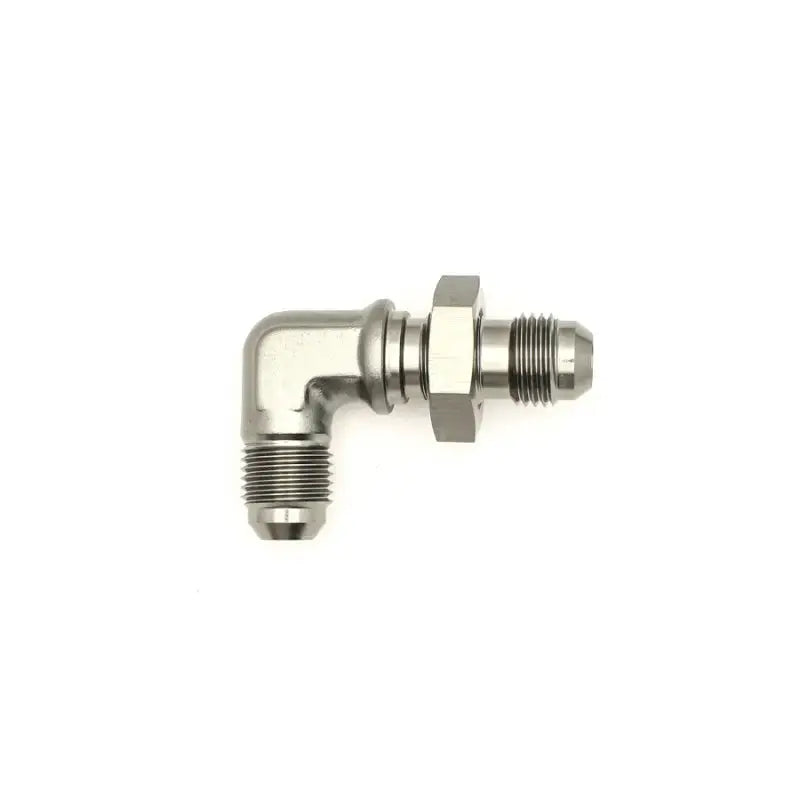 DeatschWerks 6AN Male Flare to Bulkhead Adapter 90-Degree - Anodized Matte Black - Truck & Automotive
