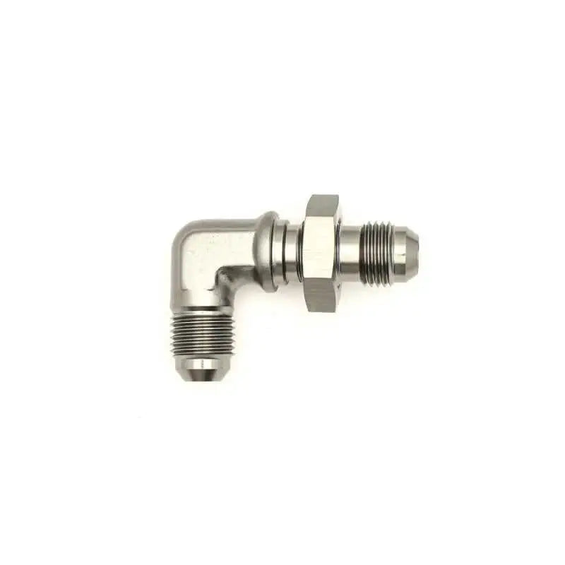 DeatschWerks 6AN Male Flare To 6AN Male Flare Bulkhead Adapter 90-Degree (Incl. Nut) 