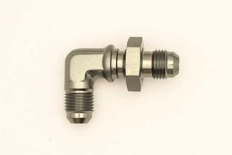 DeatschWerks 6AN Male Flare To 6AN Male Flare Bulkhead Adapter 90-Degree (Incl. Nut) 