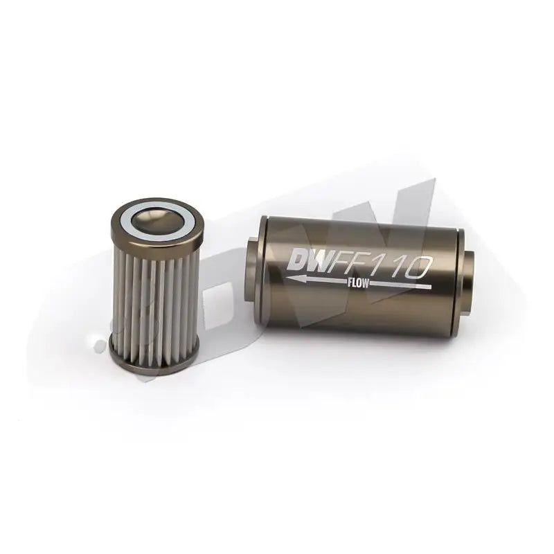 DeatschWerks 8-03-110-100K DeatschWerks Stainless Steel 8AN 100 Micron Universal Inline Fuel Filter Housing Kit (110mm)