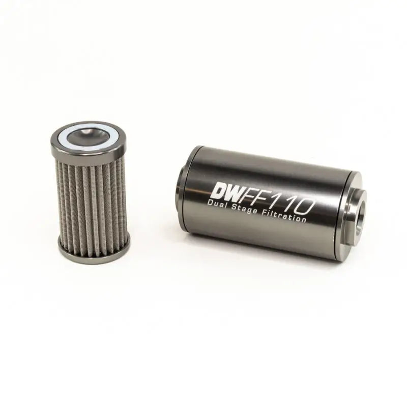 DeatschWerks 8-03-110-100K DeatschWerks Stainless Steel 8AN 100 Micron Universal Inline Fuel Filter Housing Kit (110mm)