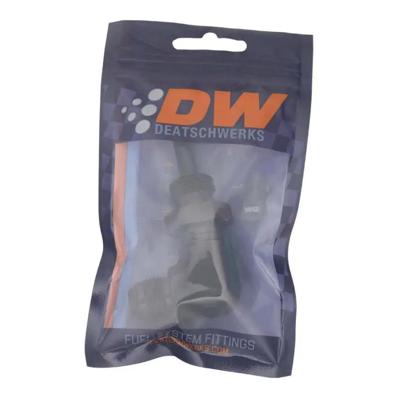 DeatschWerks 6-02-0713-B DeatschWerks 8AN Male Flare to 5/16in Male Barb Bulkhead Adapter 90-Degree - Anodized Matte Black
