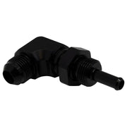 DeatschWerks 6-02-0713-B DeatschWerks 8AN Male Flare to 5/16in Male Barb Bulkhead Adapter 90-Degree - Anodized Matte Black