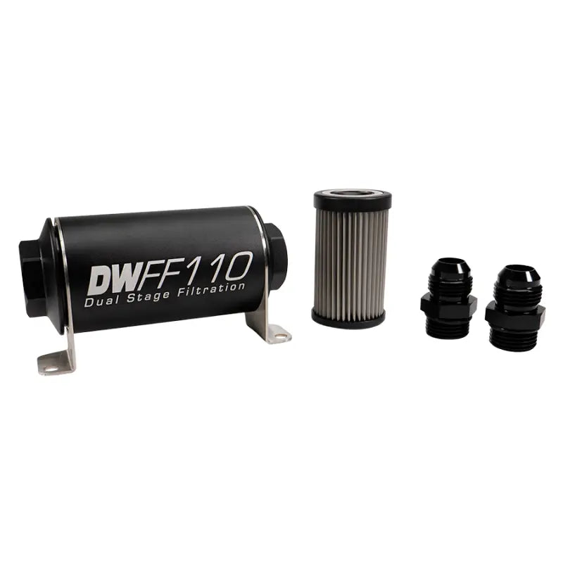 DeatschWerks 8-03-110-010K-10 DeatschWerks Stainless Steel 10AN 10 Micron Universal Inline Fuel Filter Housing Kit (110mm)