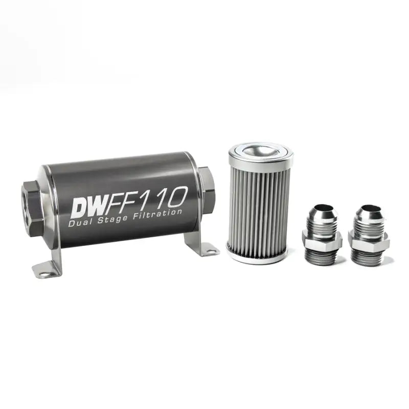 DeatschWerks 8-03-110-010K-10 DeatschWerks Stainless Steel 10AN 10 Micron Universal Inline Fuel Filter Housing Kit (110mm)