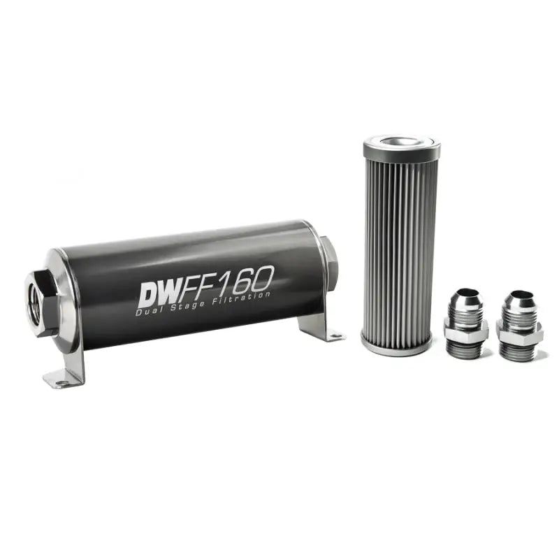 DeatschWerks 8-03-160-010K-10 DeatschWerks Stainless Steel 10AN 10 Micron Universal Inline Fuel Filter Housing Kit (160mm)