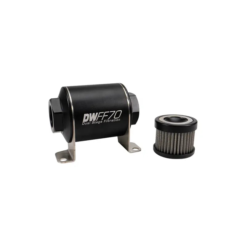DeatschWerks 8-03-070-100K DeatschWerks Stainless Steel 8AN 100 Micron Universal Inline Fuel Filter Housing Kit (70mm)