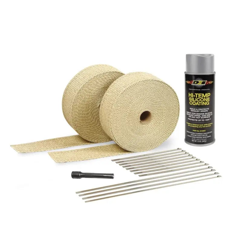 DEI Exhaust Wrap Kit - Tan and Aluminum HT Silicone Coating - Truck & Automotive