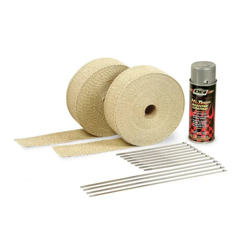DEI Exhaust Wrap Kit - Tan and Aluminum HT Silicone Coating - Truck & Automotive