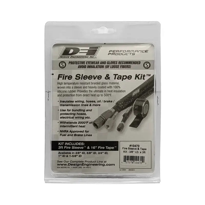 DEI Fire Sleeve and Tape Kit 3/8in I.D. x 3ft - Truck & Automotive