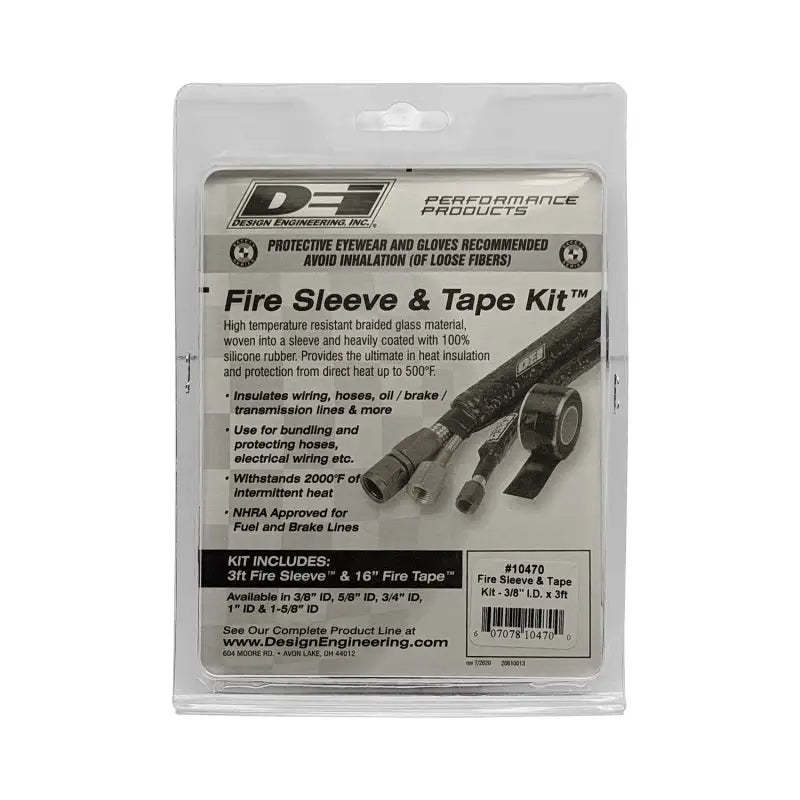 DEI Fire Sleeve and Tape Kit 3/8in I.D. x 3ft - Truck & Automotive