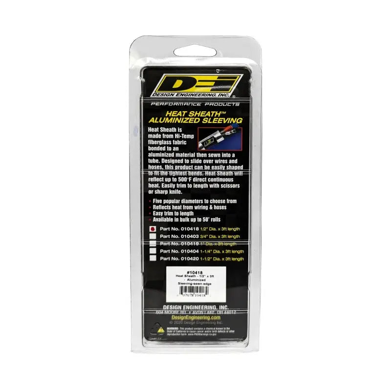 DEI Heat Sheath 1/2in I.D. x 3ft - Aluminized Sleeving- Sewn Edge - Truck & Automotive