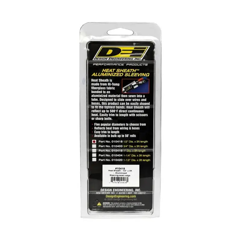 DEI Heat Sheath 1/2in I.D. x 3ft - Aluminized Sleeving- Sewn Edge - Truck & Automotive