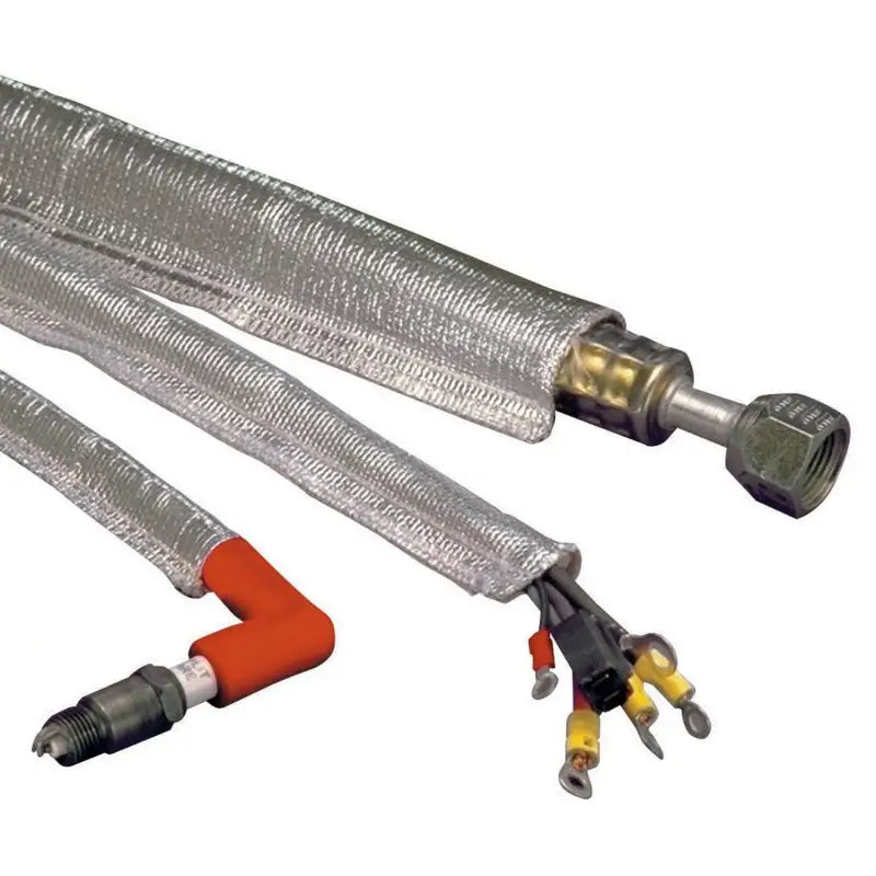 DEI Heat Sheath 3/4in x 3ft - Aluminized Sleeving- Sewn Edge - Truck & Automotive