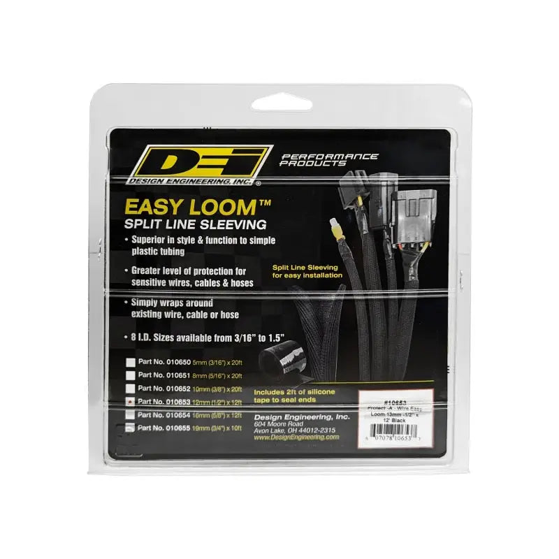 DEI Split Wire Sleeve Easy Loom 13mm-1/2in x 12 Black - Truck & Automotive