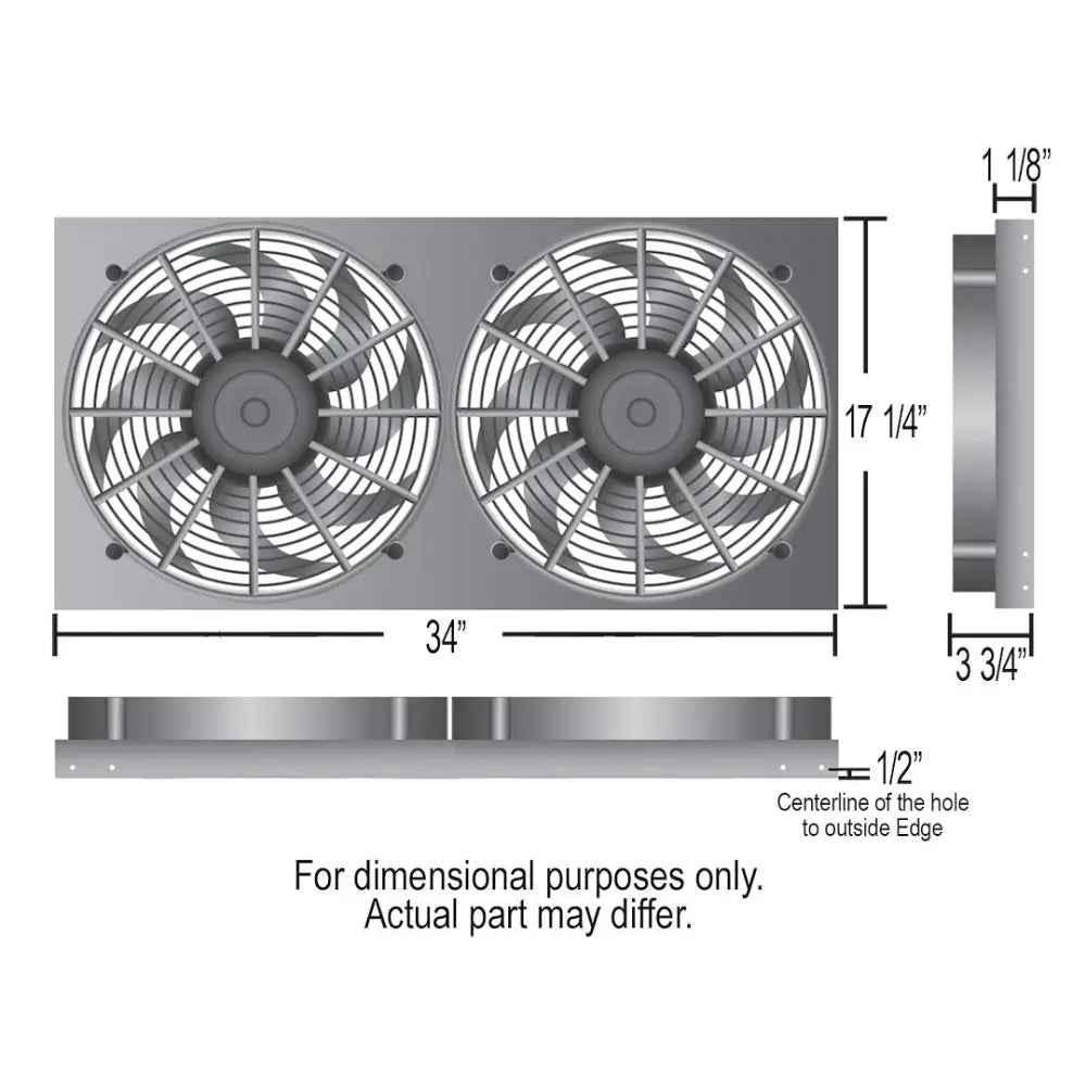 Derale Multiple Mounting Options Cooling Fan 16843 - Dual Rad FAN Aluminum Shroud Assemb