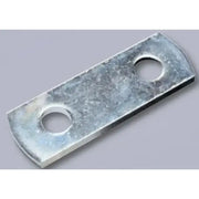 Metal mending plate with two holes for Dexter Marine shackle link or leaf spring shackle