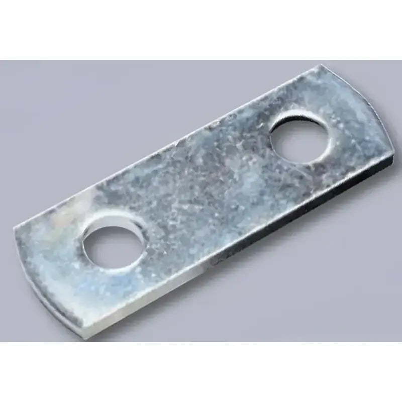 Metal mending plate with two holes for Dexter Marine shackle link or leaf spring shackle