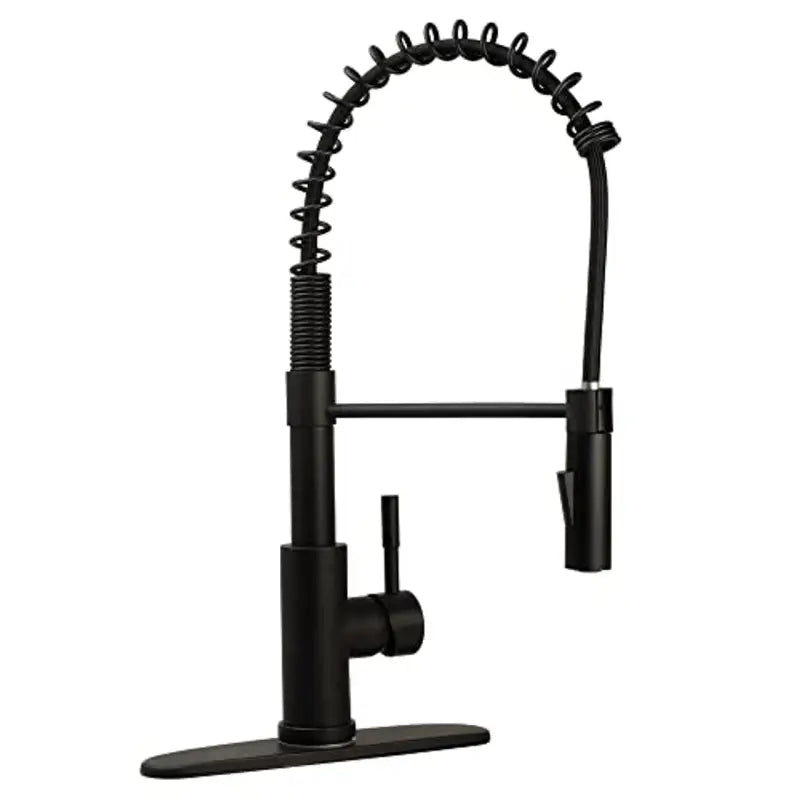 DF-MK504SLK-MB Dura Faucet Streamline Coil Pull-Down RV Kitchen Faucet in matte black finish with a modern design, ideal for RV, automotive, powersports, off-road, marine, exterior, truck accessories, interior, truck bed, RV parts, AVADA - Best Sellers, Must Haves.