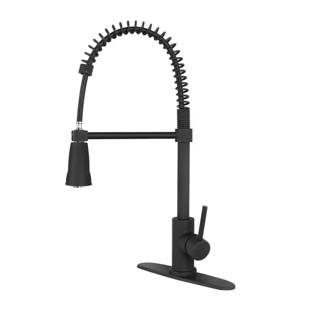 DF-MK504SLK-MB Dura Faucet Streamline Coil Pull-Down RV Kitchen Faucet in matte black, designed for RV kitchens. Features durable construction, off-road functionality, and modern style. Perfect addition to automotive, powersports, marine, exterior, truck accessories, interior, truck bed, and RV parts. AVADA - Best Sellers, Must Haves.