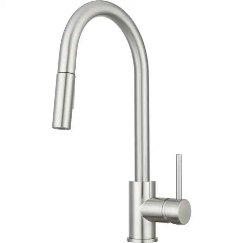 Elegant Dura Faucet DF-NMK540-SN Kitchen Faucet in brushed nickel with high-arc and single-handle design.