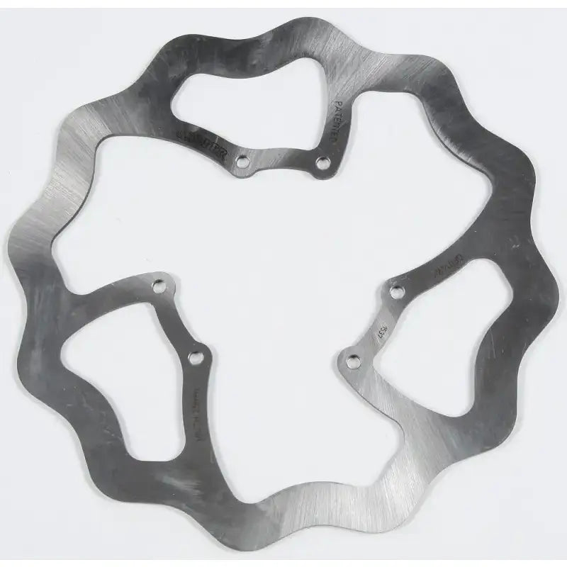 Silver-colored DF014WS SKW oversize rotor with wavy edges and mounting holes