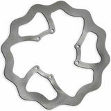 Silver-colored df014ws skw oversize rotor with wavy edges and multiple mounting holes
