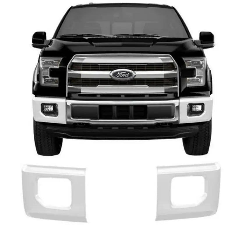 Ford F-150 front with ecoological gloss white bumper overlay and fog light covers
