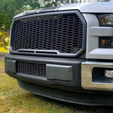Truck’s custom honeycomb grille in textured black TPO for the DF0311 Ecoological bumper overlay