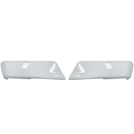 Pair of white automotive bumper corners showcasing DF1010 Ecoological Gloss White Bumper Overlay