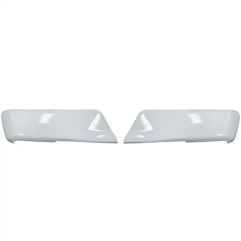 Pair of white automotive bumper corners showcasing DF1010 Ecoological Gloss White Bumper Overlay