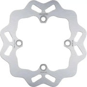 Silver wave rotor rear for DF165W bike with wavy edges and four mounting holes