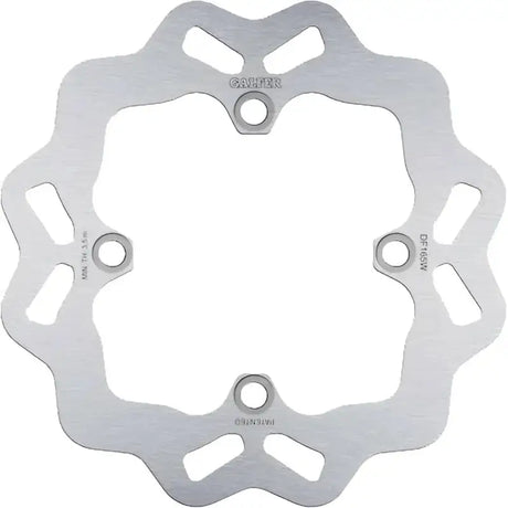 Silver wave rotor rear for DF165W bike with wavy edges and four mounting holes