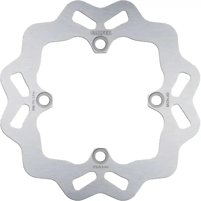 Silver wave rotor rear for DF165W bike with wavy edges and four mounting holes
