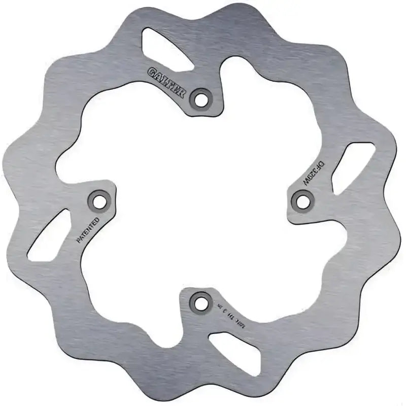 Silver-colored DF329W wave rotor rear with wavy edges and four mounting holes