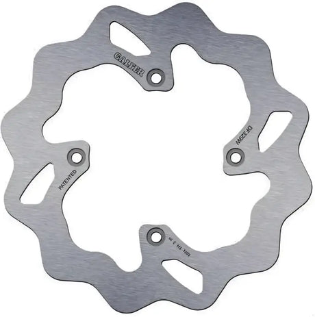 Silver-colored DF329W wave rotor rear with wavy edges and four mounting holes