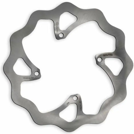 Silver metal bicycle brake rotor with wavy edge design for df349ws skw oversize rotor