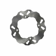 Silver-colored DFP14050 Wave Rotor with wavy edges and oval cutouts for bikes