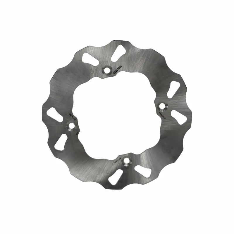 Silver-colored DFP14050 Wave Rotor with wavy edges and oval cutouts for bikes