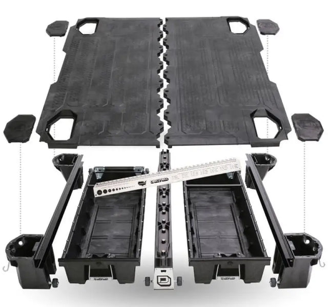 Black DG8 Decked truck bed storage system for GM Sierra 2500 & 3500 in bed space