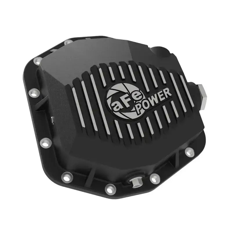 Black differential cover with cooling fins, Dana M220, magnetic drain plug, die cast aluminum