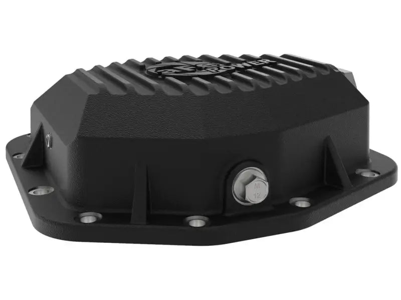 Black Dana M220 differential cover with finned design and magnetic drain plug