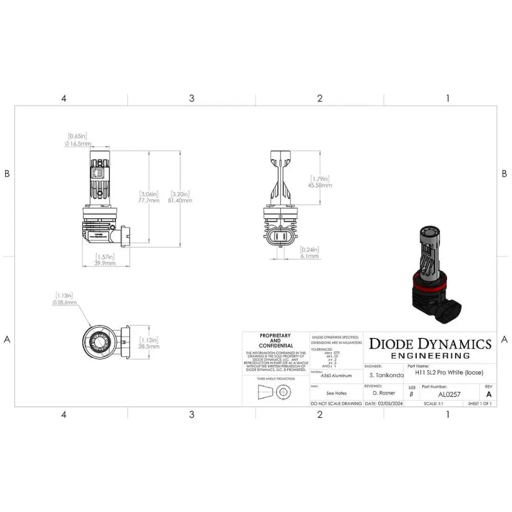 Diode Dynamc Designed And Engineered In USA Headlight Bulb DD0483P - White H11 H8 H9 SL2 Pro Led Bulbs